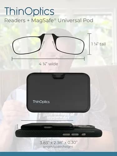 ThinOptics Readers with MagSafe Compatible Case 2.0x Magnification | Armless On-Nose Reading Glasses thumbnail 6