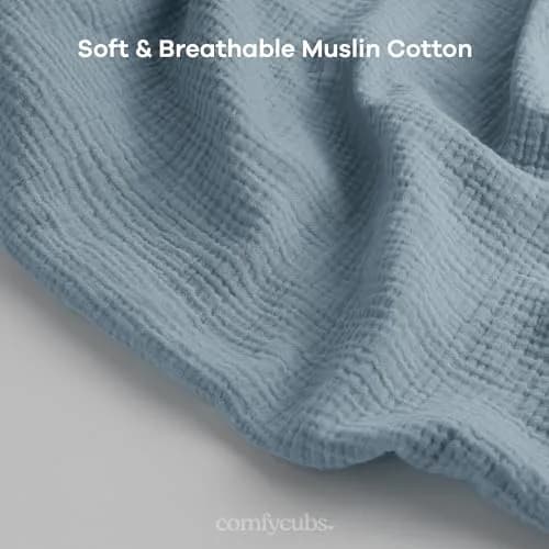 Comfy Cubs Muslin Nursing Cover Pacific Blue | Soft & Breathable Baby Nursing Scarf with Adjustable Neck Strap thumbnail 4
