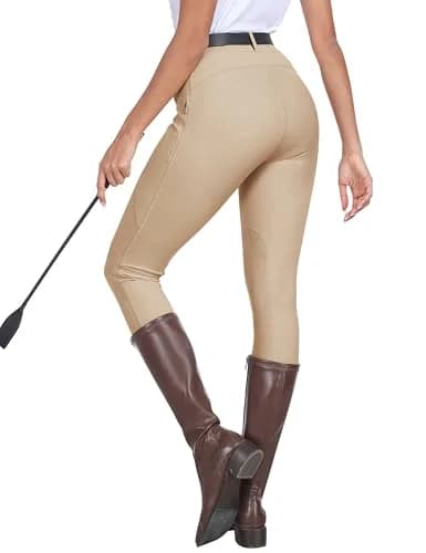 MoFiz Women's Horse Riding Pants with Zipper Pockets | Full Seat Silicone Grip Breeches for Women Light Khaki M thumbnail 1