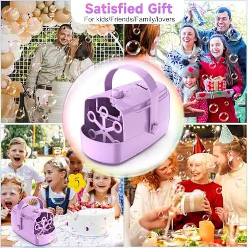 Zerhunt Automatic Bubble Machine Purple | 18000+ Bubbles/Min, Dual Power, Portable thumbnail 4