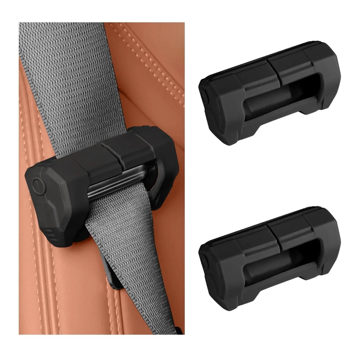 DXNQ 2PCS Car Seat Belt Buckle Covers Silicone Universal Fit | Anti-Scratch & Durable (3.2 × 1.8 × 1.0 inches) — Black