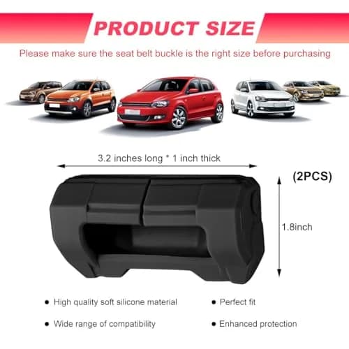 DXNQ Black 2PCS Silicone Seat Belt Buckle Covers | Universal Fit for Cars, Trucks, SUVs thumbnail 2