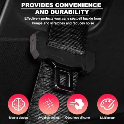 DXNQ Black 2PCS Silicone Seat Belt Buckle Covers | Universal Fit for Cars, Trucks, SUVs thumbnail 4