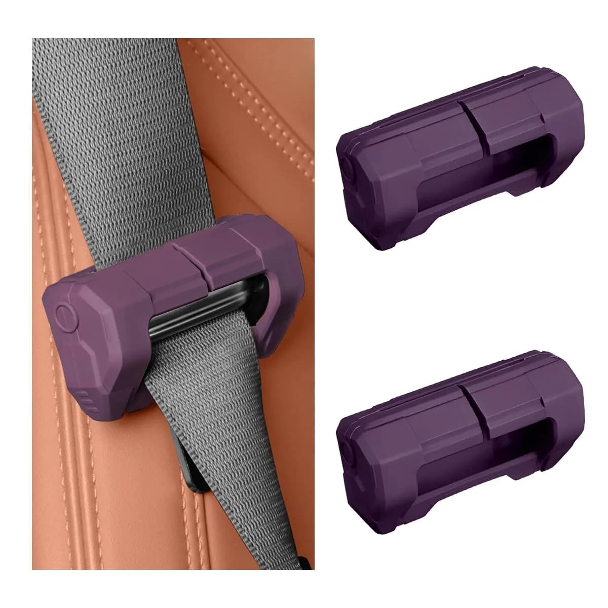 DXNQ Purple 2PCS Silicone Seat Belt Buckle Covers | Anti-Scratch Protective Sleeve for Cars, Vans, Trucks, SUVs - main product image