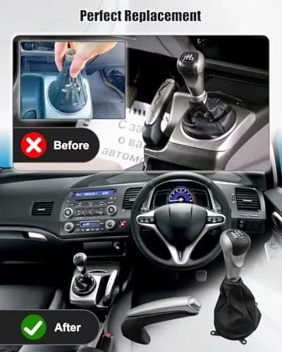 AUGREX 5 Speed Manual Gear Shift Knob Set Fit for Honda Civic 2006-2011 | Complete Interior Upgrade thumbnail 4