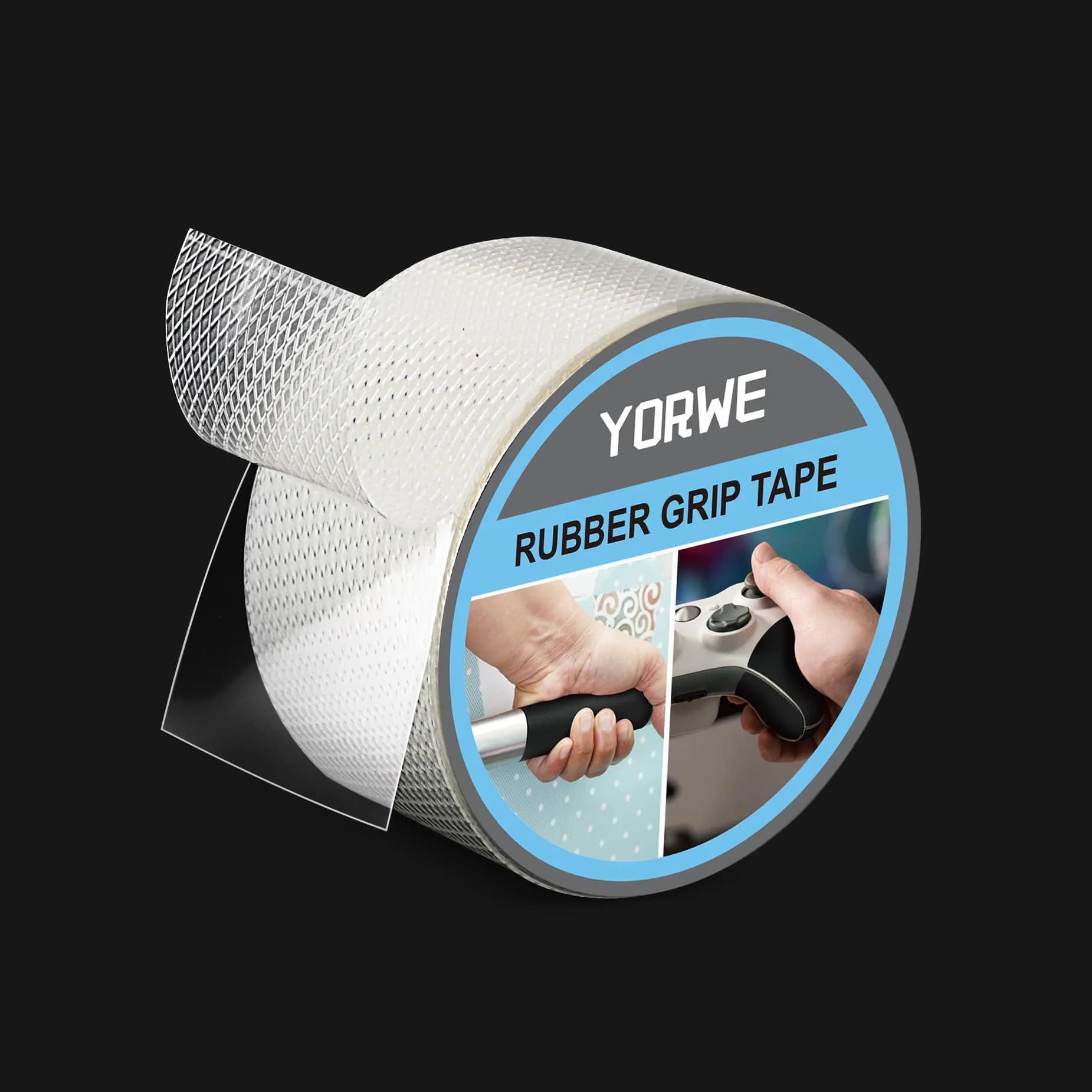 Yorwe Rubber Grip Tape, Ultra-Thin for Handles & Tools | Waterproof, Cushioned & Easy to Apply — Clear