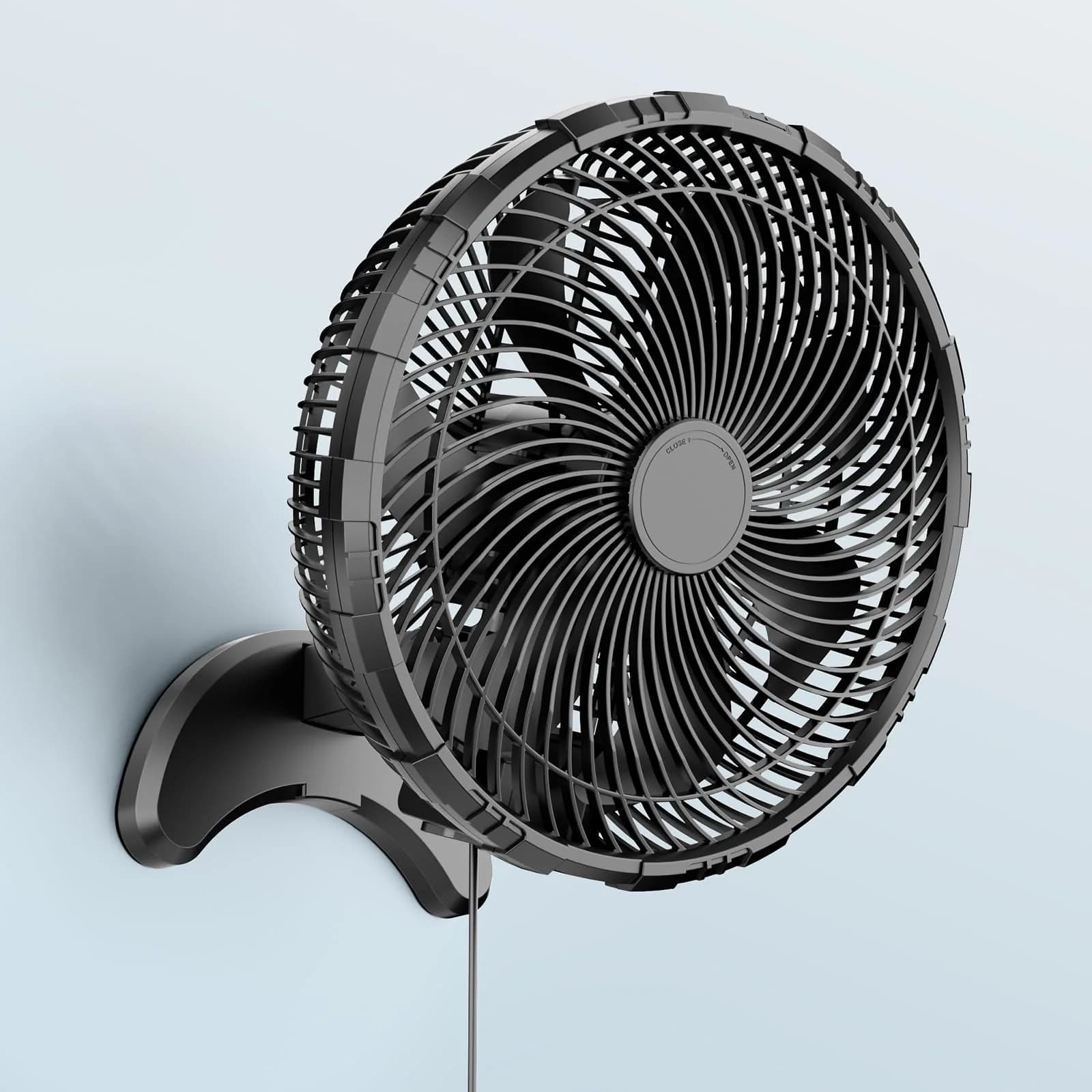 Koonie 8'' Wall Mount Fan Black | 20 cm Fan with Timer & Remote, 3 Speeds, Quiet Operation — Black Fan