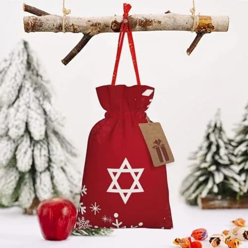 BXDEOOPWE Yeshua Star Of David Christmas Drawstring Bag 1 Count | Red Gift Bag for Christmas & Gifts thumbnail 8