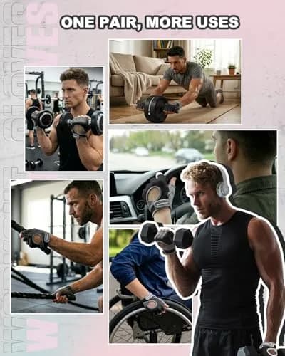 VINSGUIR Workout Gloves for Women and Men | Breathable & Padded Weight Lifting Gloves thumbnail 6