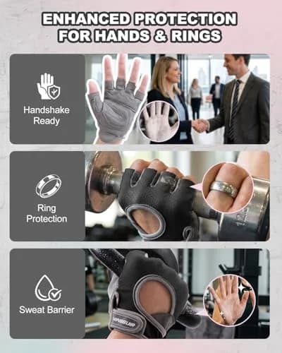 VINSGUIR Workout Gloves for Women and Men | Breathable & Padded Weight Lifting Gloves thumbnail 7