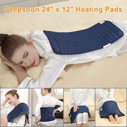 Deepsoon Electric Heating Pad for Back 24x12 Inch Navy Blue | Fast Heat & Auto Shut-Off thumbnail 2