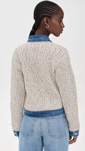 [BLANKNYC] Women's Happy Place Sweater, Multi Color, M | Ribbed Mock Neck, Asymmetrical Fold, Cotton Blend thumbnail 3