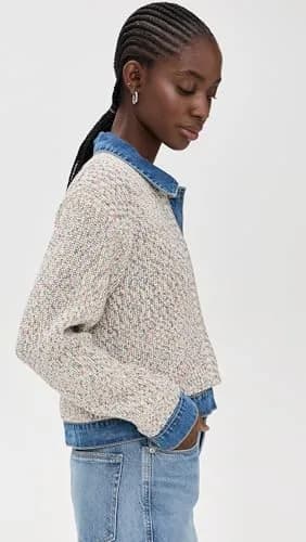 [BLANKNYC] Women's Happy Place Sweater, Multi Color, L | Ribbed Mock Neck, Cotton Blend, Casual Comfort thumbnail 4
