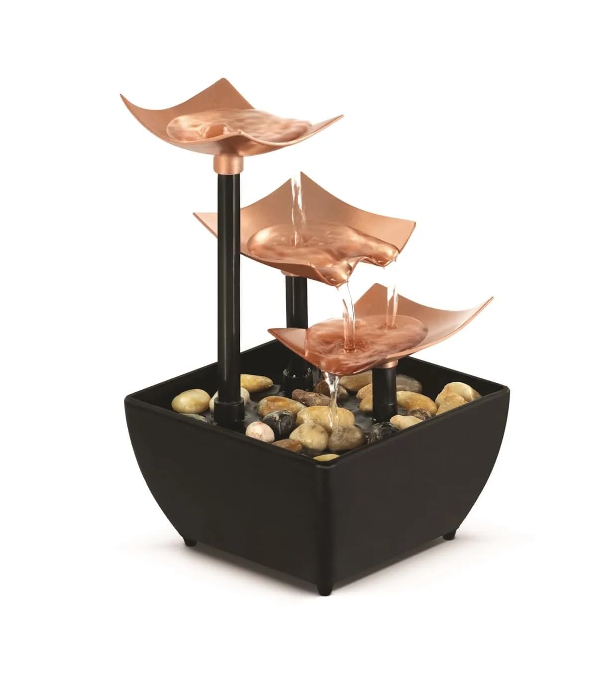 Homedics 3 Tier Tabletop Waterfall Fountain with Natural River Rocks & Quiet Pump | 24.3 cm (9.57 in) Height - main product image