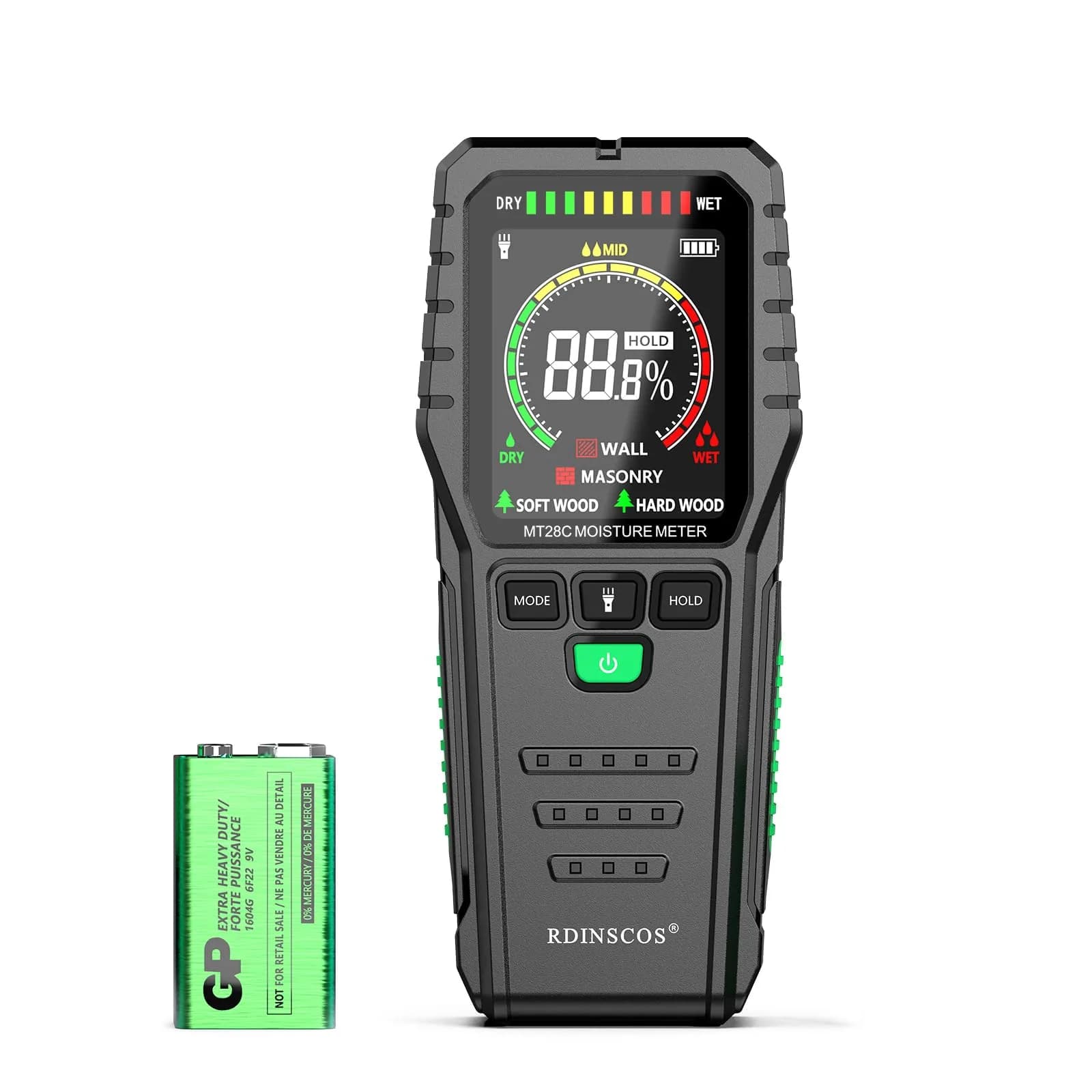 RDINSCOS Pinless Moisture Meter for Wood & Wall, 160g (5.6oz) | Non-Invasive Digital Moisture Tester for Building Materials — Middle