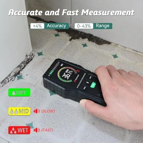 RDINSCOS Pinless Moisture Meter for Wood & Wall | 4 Modes, Non-Invasive, Color LCD Screen thumbnail 4