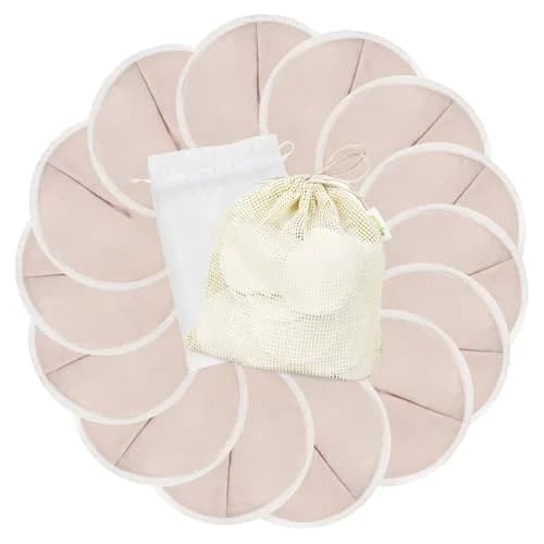 wegreeco Nursing Breast Pads Large 14 Count (4.7 inch) | Soft, Breathable, Leak-Free Washable Reusable Pads with Laundry & Storage Bags thumbnail 1