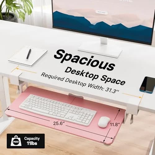 BONTEC Under Desk Keyboard Tray, Pull-Out Platform for Ergonomic Workspace | Fits Desks Up to 1.97 Inches thumbnail 4