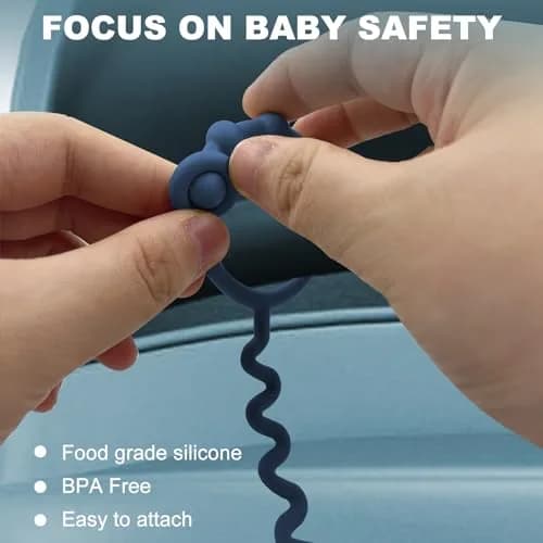 Yunaeduo Silicone Toy Straps for Stroller, 5 Pack | BPA-Free, Adjustable Safety Holder for Baby & Toddler Toys, Cups, and More thumbnail 5