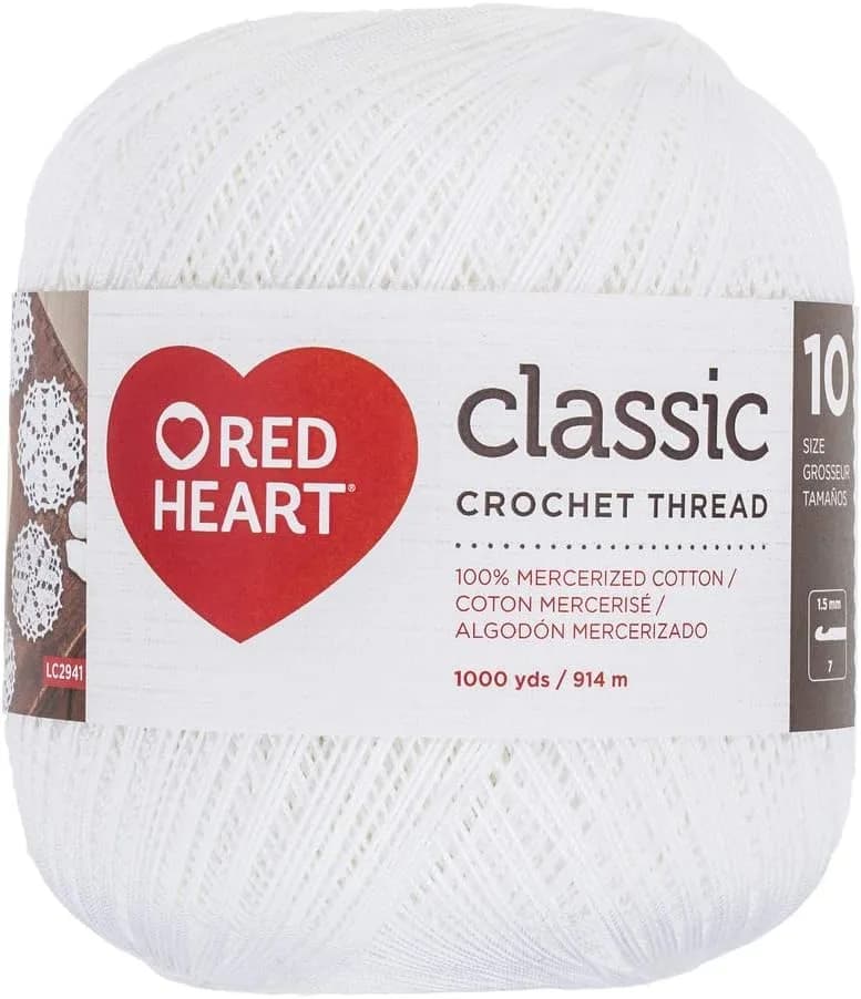 Red Heart Classic Crochet Thread Size 10 White (914 Meters x 5) | USA Imported Cotton Yarn for Doilies & Apparel thumbnail 2