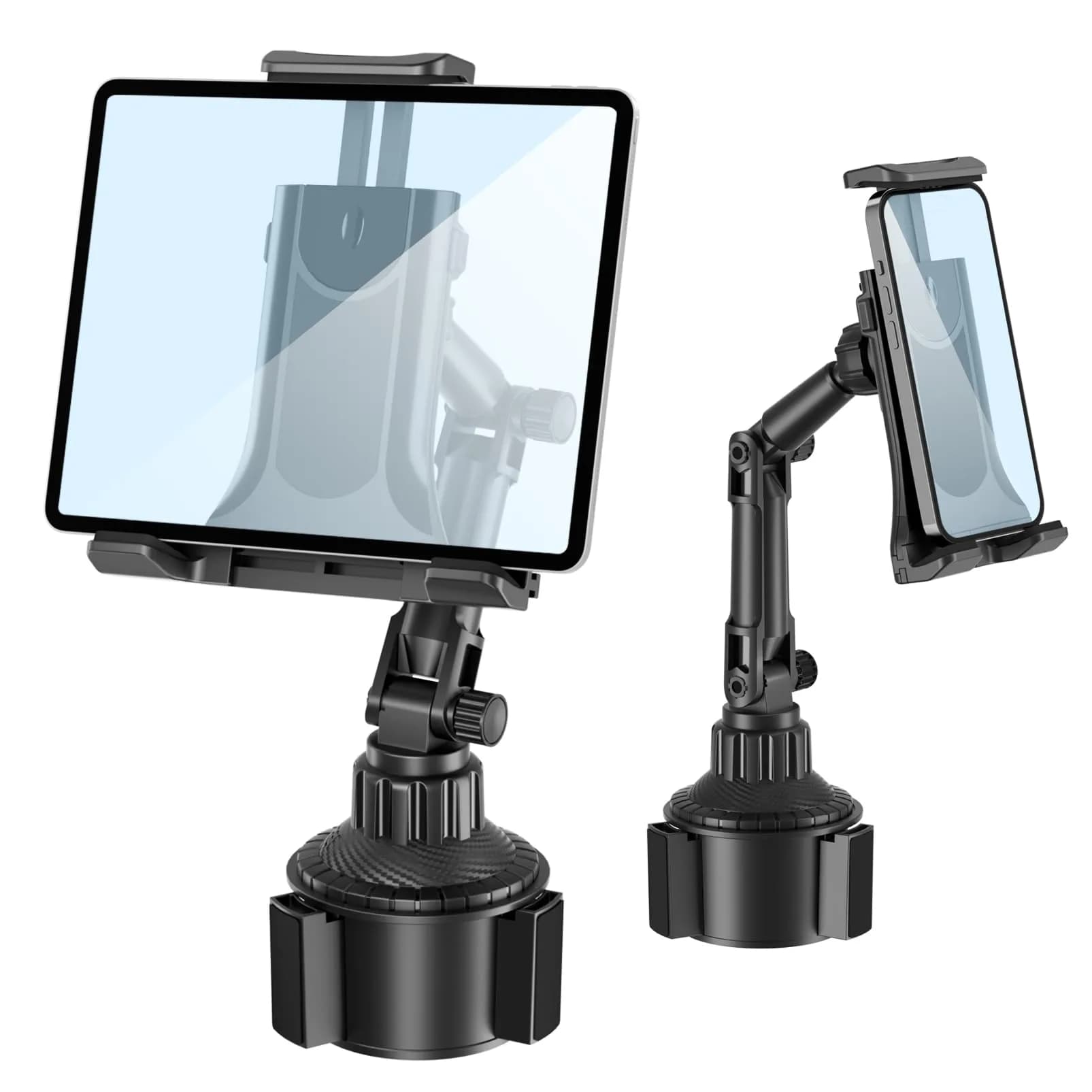 Aourxiv Car Cup Holder Phone & Tablet Mount | 8.7" Adjustable Arm, 4"-13" Device Compatibility — Black