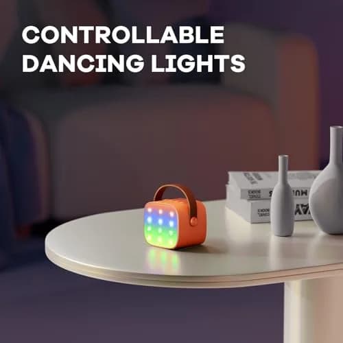 YLL Karaoke Machine for Kids, Orange | Portable Bluetooth Speaker with 2 Wireless Microphones, 5 Magic Voices Party, Present for Boys Ages 3,4,5,6,7,8,9,10+ thumbnail 6