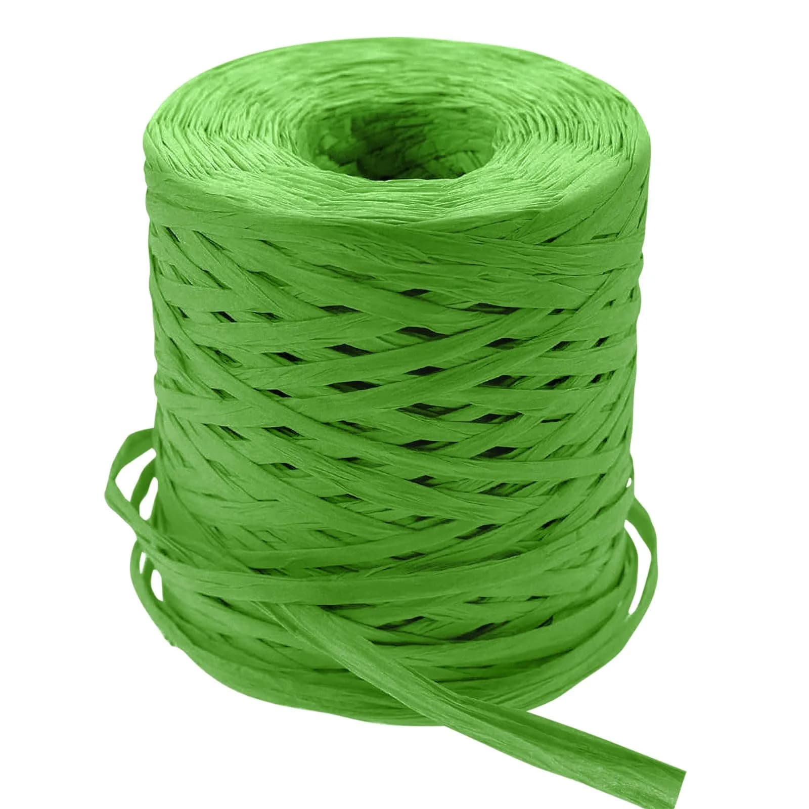 CREATRILL Raffia Paper Craft Ribbon 218 Yards (654 Meters) | Rustic Green Solid