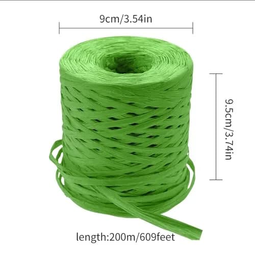 CREATRILL Raffia Paper Craft Ribbon 218 Yards (654 Meters) | Rustic Green Solid thumbnail 2