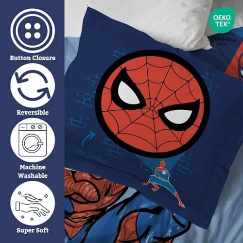 Jay Franco Spiderman Kids Duvet Cover Set Full 193cm (76" x 86") | Officially Licensed Marvel Bedding thumbnail 3
