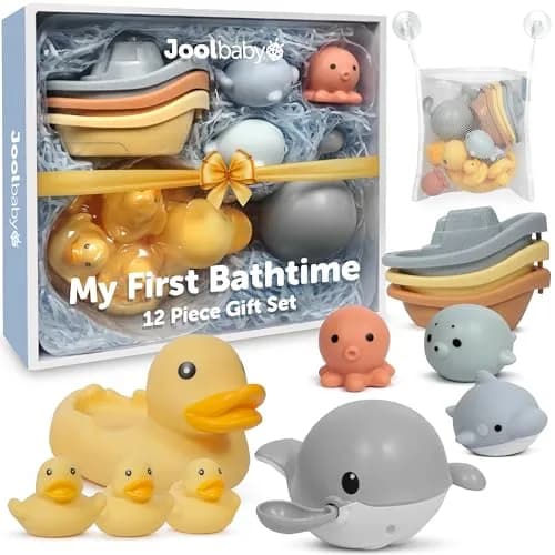 Jool Baby 12-Piece Bath Toy Gift Set with Storage Organizer | Classic Bath Time Fun for Babies & Toddlers thumbnail 1