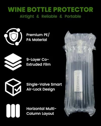 MONKKINO 10 Pack Inflatable Wine Bottle Protector Sleeves 12.5cm (5in) | Travel Safe Packaging for Fragile Items thumbnail 3