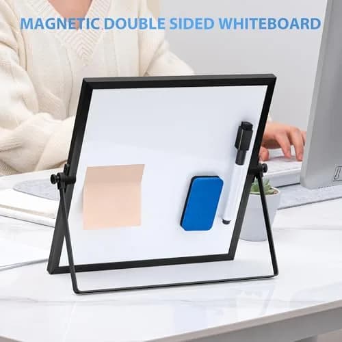 ARCOBIS Small WhiteBoard with Stand 10" x 10" | Magnetic Double Sided, Compact & Portable thumbnail 6