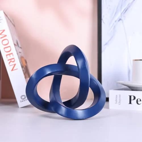 DOVDOV Blue Knot Decorative Sculpture 3.9 inches | Modern Art Mobius Ring for Home & Office thumbnail 8