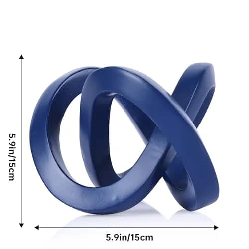 DOVDOV Blue Knot Decorative Sculpture 3.9 inches | Modern Art Mobius Ring for Home & Office thumbnail 2
