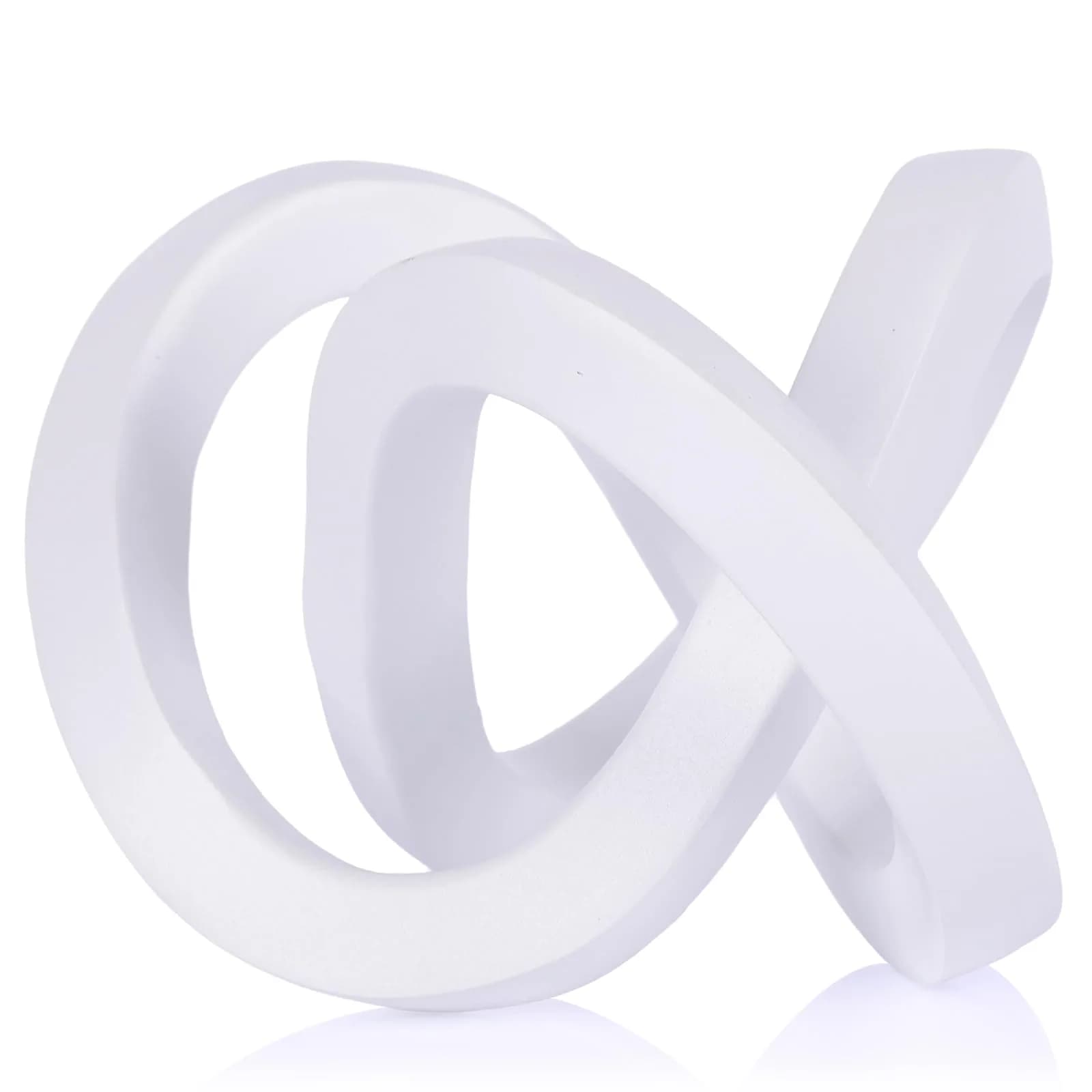 DOVDOV Gold Knot Decorative Sculpture 3.9 inches | Modern Art Mobius Ring for Shelves & Office — B-white