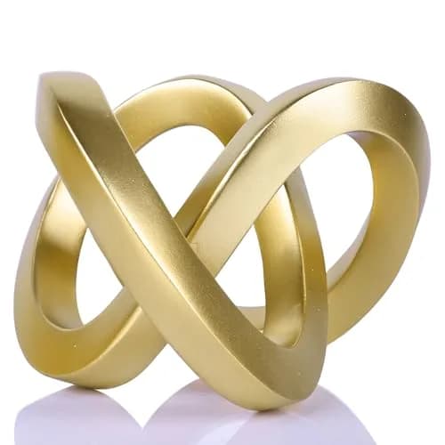 DOVDOV Gold Knot Decorative Sculpture 3.9 inches | Modern Art Mobius Ring for Shelves & Office thumbnail 1