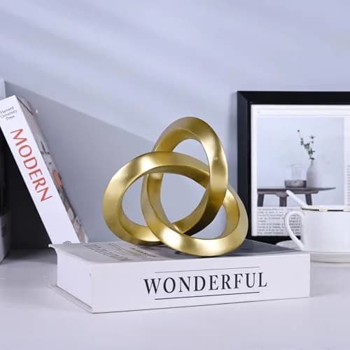 DOVDOV Gold Knot Decorative Sculpture 3.9 inches | Modern Art Mobius Ring for Shelves & Office thumbnail 5