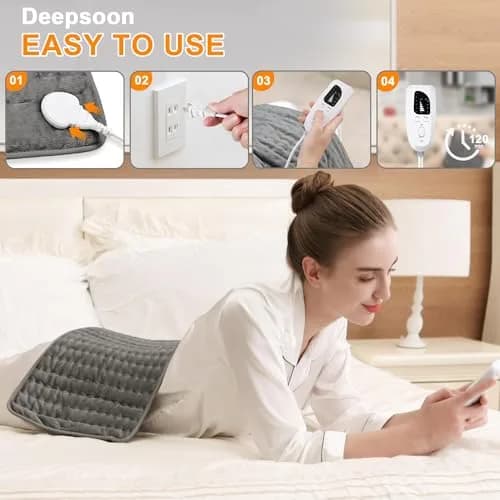 Deepsoon Electric Heating Pad for Back 30cm x 60cm (12"x24") | 6 Heat Settings, 2-Hour Auto Shut-Off thumbnail 3
