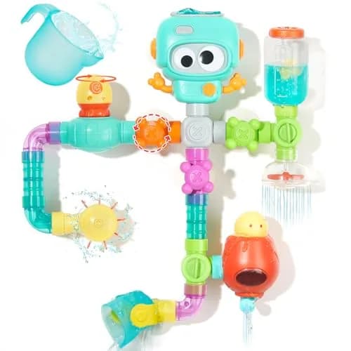 EazierWizter STEM Bath Toys for Kids 3-8 | DIY Water Pipe Kit with Suction Cups thumbnail 1