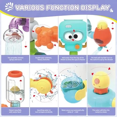 EazierWizter STEM Bath Toys for Kids 3-8 | DIY Water Pipe Kit with Suction Cups thumbnail 3