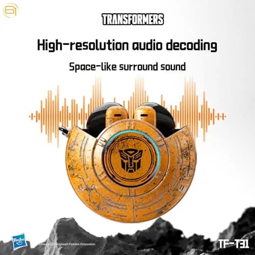 Transformers Earbuds T31 Bluetooth Wireless Gaming Earbuds with Mic, Low Latency in Ear Earbuds, Passive Noise Cancelling, HiFi HD Calling, Game/Music Modes (Bumblebee Yellow) thumbnail 6
