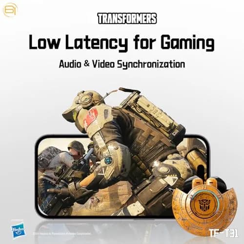 Transformers Earbuds T31 Bluetooth Wireless Gaming Earbuds with Mic, Low Latency in Ear Earbuds, Passive Noise Cancelling, HiFi HD Calling, Game/Music Modes (Bumblebee Yellow) thumbnail 7