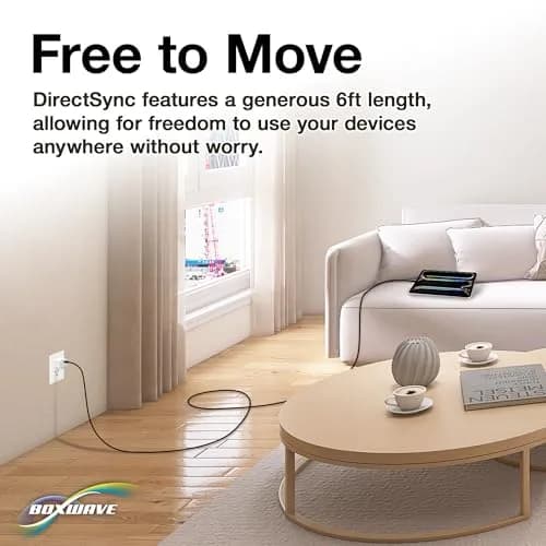 BoxWave Cable Compatible with Google Chromecast with TV - USB 3.0 A to USB C, 6ft, Black | Dual-Function Sync & Charge thumbnail 4