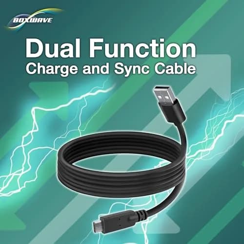 BoxWave Cable Compatible with Google Chromecast with TV - USB 3.0 A to USB C, 6ft, Black | Dual-Function Sync & Charge thumbnail 5