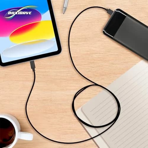 BoxWave Cable Compatible with Google Chromecast with TV - USB 3.0 A to USB C, 6ft, Black | Dual-Function Sync & Charge thumbnail 7