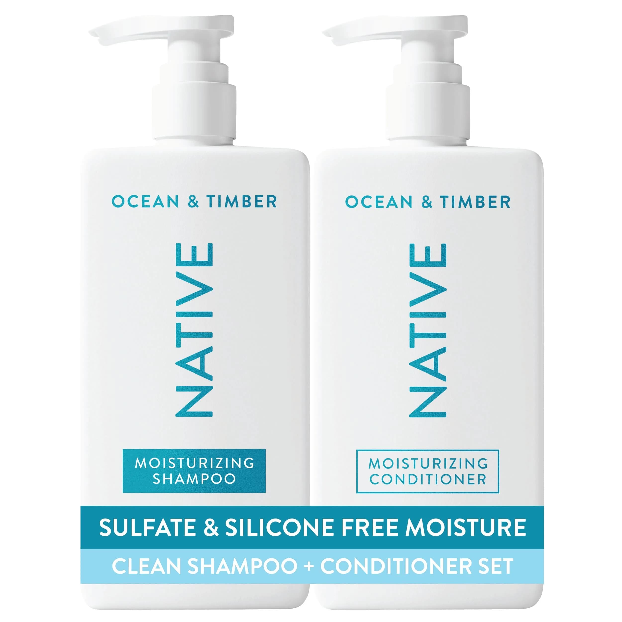 Native Ocean & Timber Shampoo and Conditioner Set | 490ml (16.5 Fl Oz Each) | Hydrates Dry Hair, Reduces Frizz