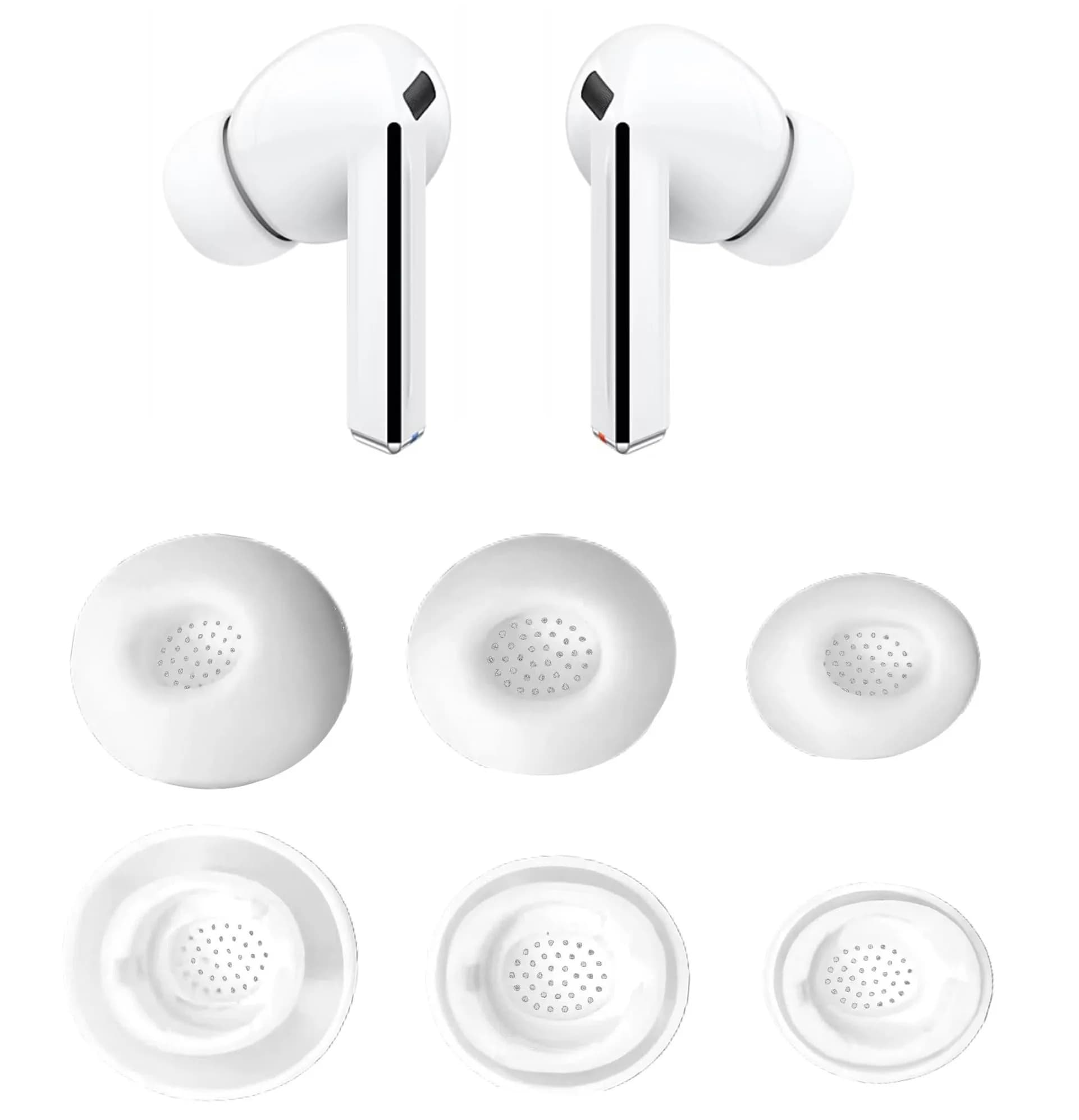 JNSA Replacement Silicone Ear Tips for Galaxy Buds3 Pro, Small Size 3 Pairs, Black | Noise Reduction & Comfortable Fit — White