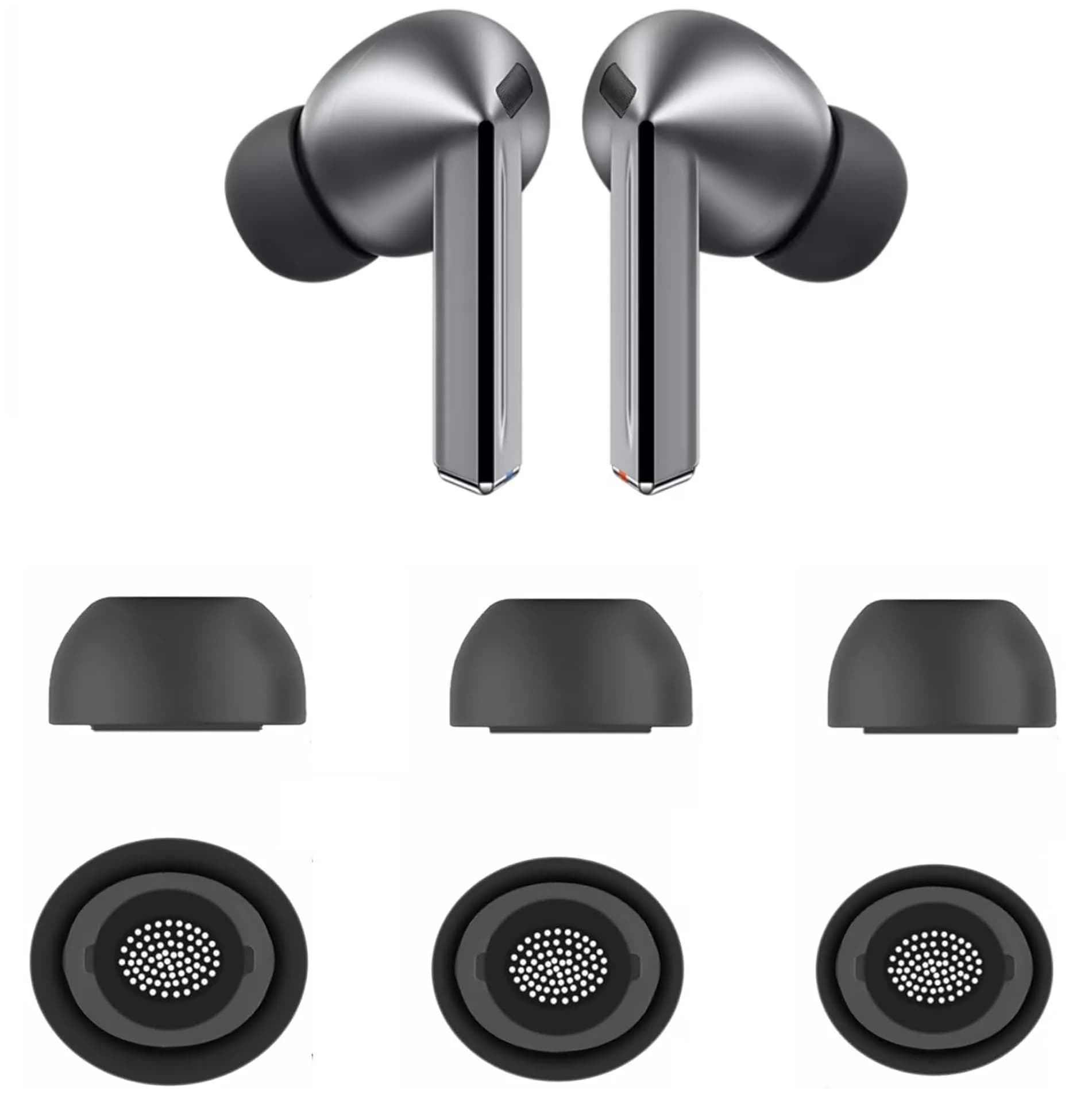 JNSA Replacement Silicone Ear Tips for Galaxy Buds3 Pro, Small Size 3 Pairs, Black | Noise Reduction & Comfortable Fit — Black / S/M/L