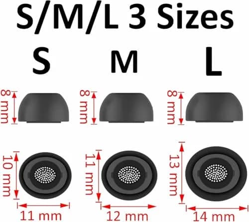 JNSA Replacement Ear Tips for Galaxy Buds3 Pro - Black, 3 Pairs (S/M/L) | Upgrade Fit & Sound thumbnail 3