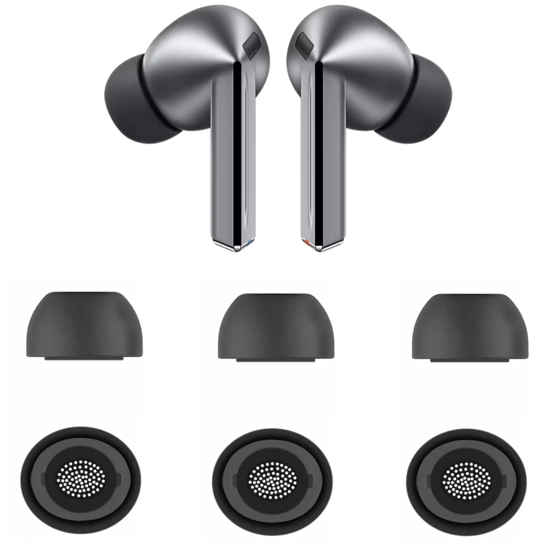 JNSA Replacement Silicone Ear Tips for Galaxy Buds3 Pro, Small Size 3 Pairs, Black | Noise Reduction & Comfortable Fit — Black